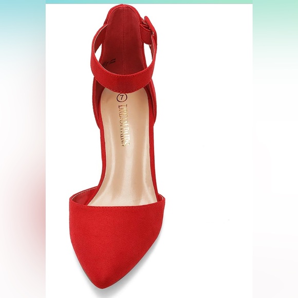 Pointed-Toe Strappy Suede Shoes with 2.25-inch Chunky Heels - Picture 2 of 5